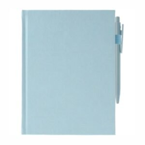 Libreta con pluma azul