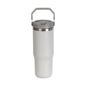 Termo con popote y agarradera gris