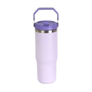Termo con popote y agarradera morado