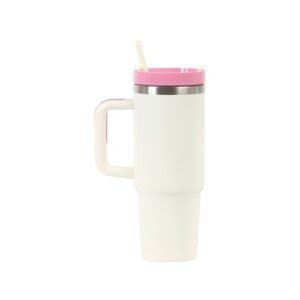 Termo con asa y popote rosa