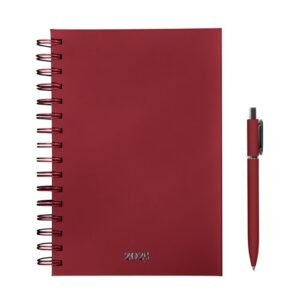 Agenda con pluma roja